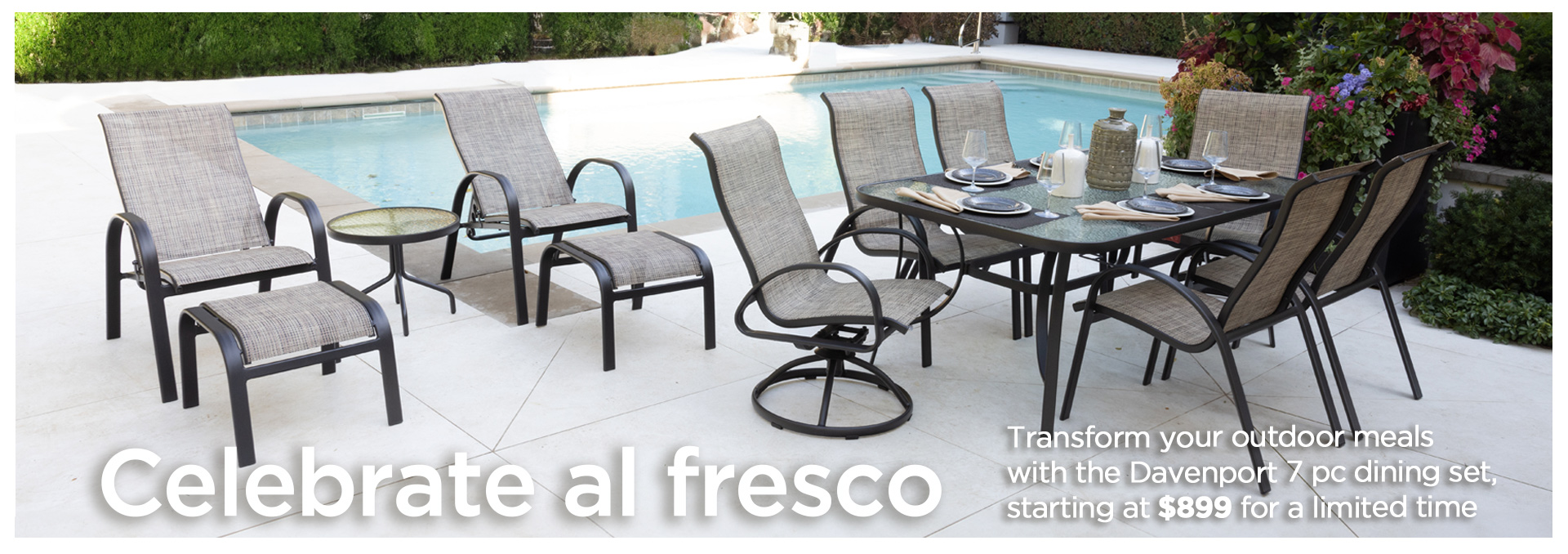 Celebrate Al Fresco with the Davenport 7 pc dining set starting at $899